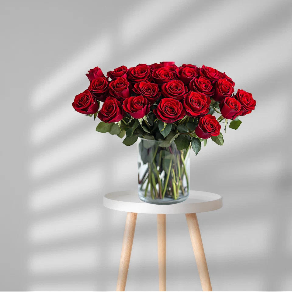 24 Real Premium Fresh Cut Red Roses - 24 Stems Fresh Flowers - Fresh Bouquets