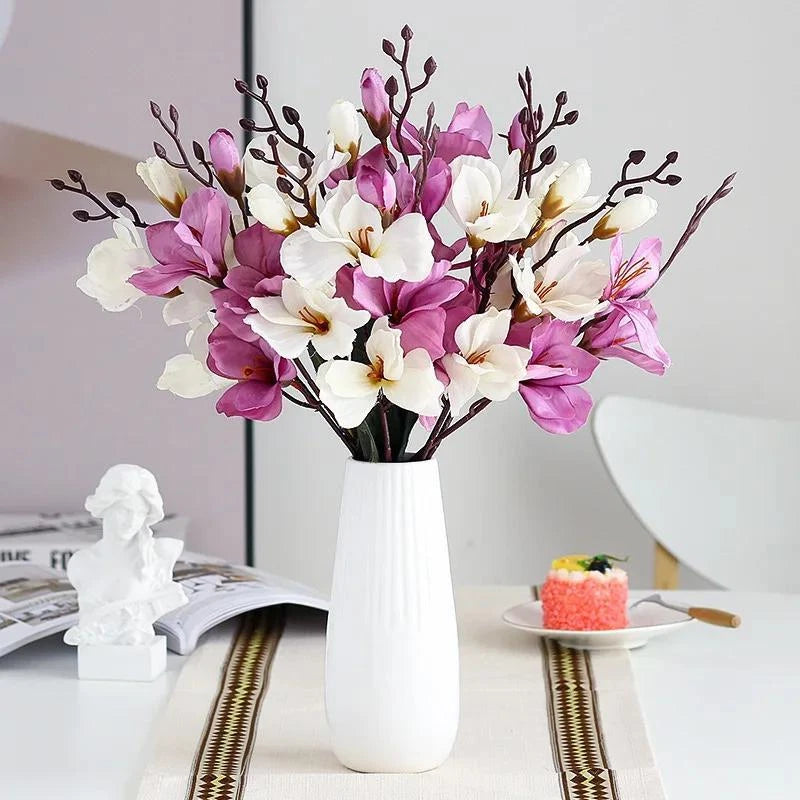 High Quality 5 Forks 20 Head Artificial Magnolia Flower for Home Living Room Tab