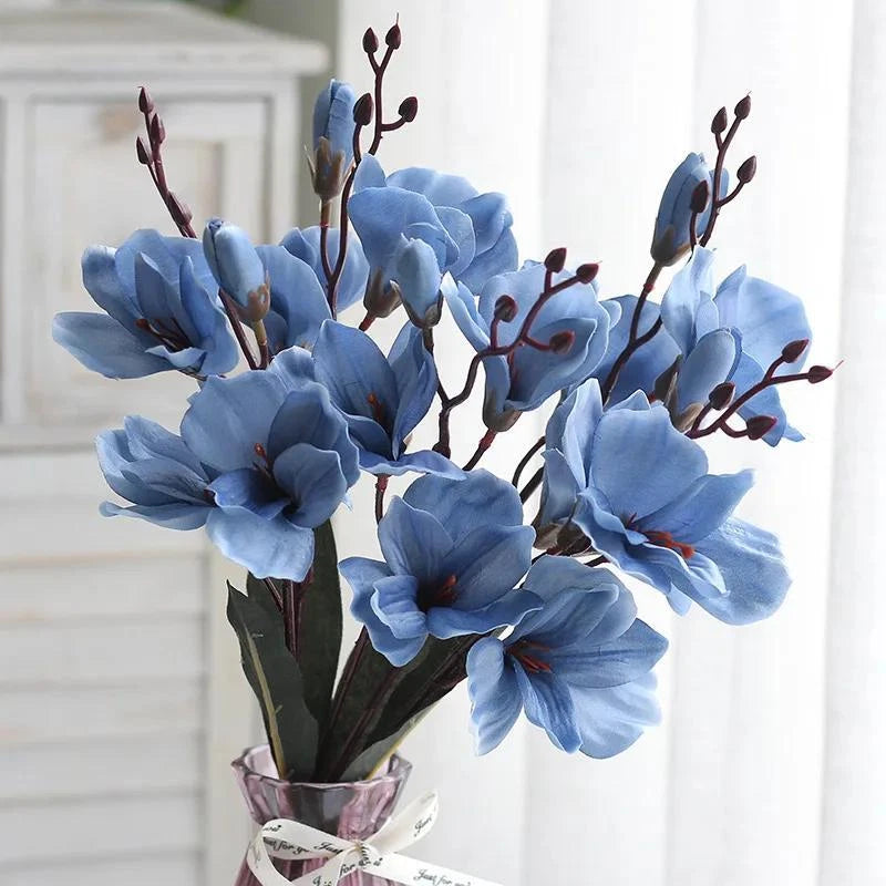 High Quality 5 Forks 20 Head Artificial Magnolia Flower for Home Living Room Tab